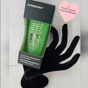 STARBUCKS Metallic Green Key Chain Gift Giving Christmas Ornament NWT!